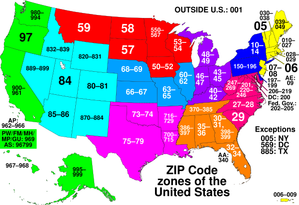 Zip Code Simple English Wikipedia The Free Encyclopedia 9481