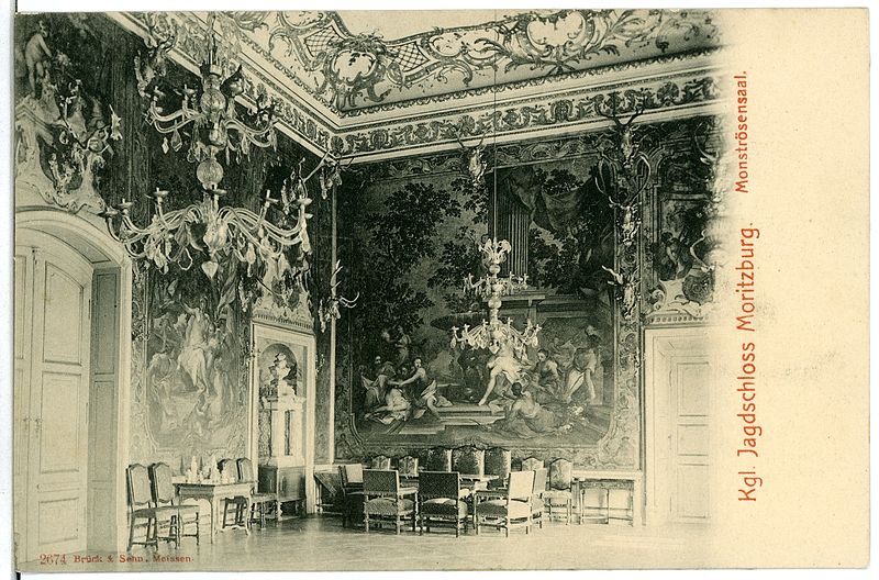 File:02674-Moritzburg-1902-Jagdschloß Monströsensaal-Brück & Sohn Kunstverlag.jpg