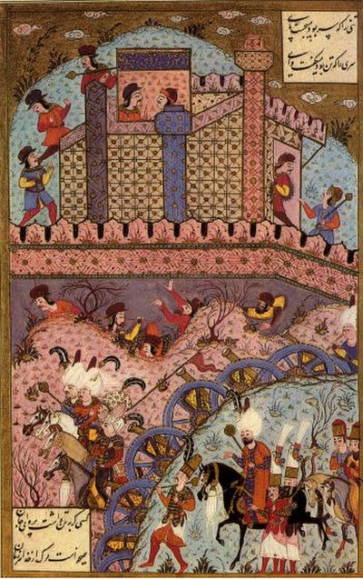 Ottoman soldiers besiege İstolni Belgrad (probably Székesfehérvár) in Hungary.