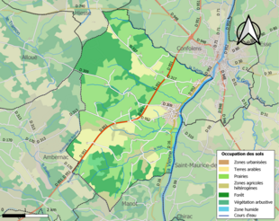 Barevná mapa znázorňující využití půdy.