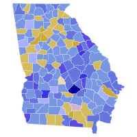 1950 Georgia gubernatorial Democratic primary election results map by county.svg