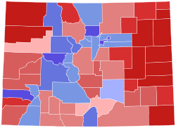 2020 United States Senate election in Colorado results map by county.svg