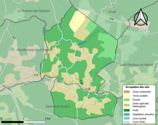 Barevná mapa znázorňující využití půdy.