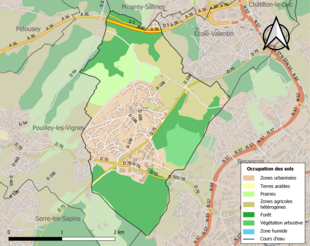 Carte des infrastructures et de l'occupation des sols de la commune en 2018 (CLC).