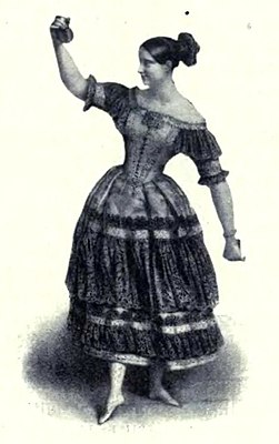 Качуча из «Хромого беса» в исполнении Фанни Эльслер (рис. Александра Лакоши́, 1841)