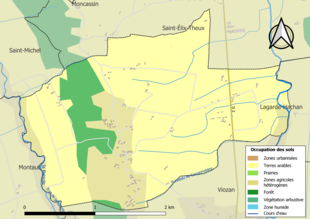 Kolorowa mapa przedstawiająca użytkowanie gruntów.