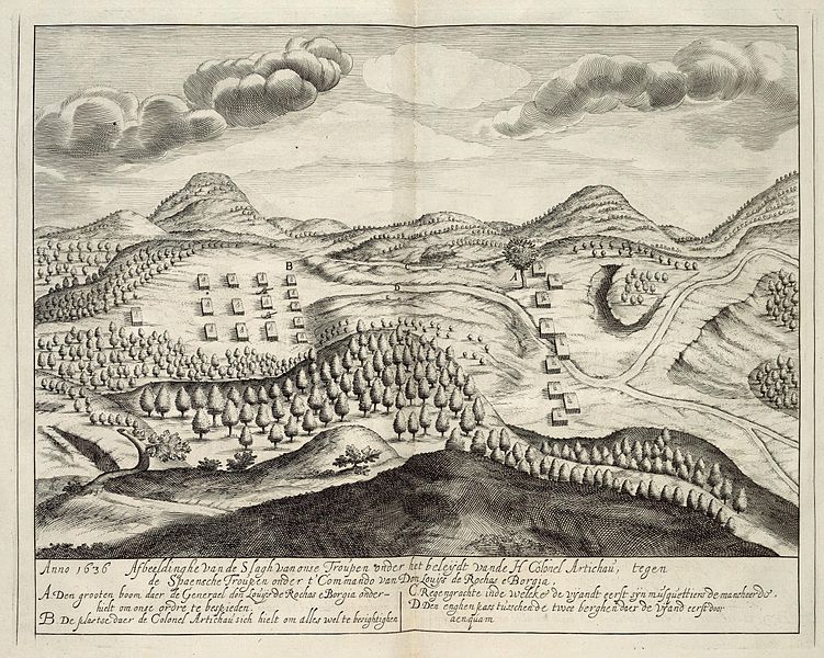 File:AMH-6720-KB Bird's eye view of a battle between the Dutch West India Company and the Spanish in 1636.jpg