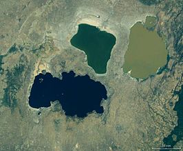 Het Shalameer (links), het Abijatameer (midden) en het Langanomeer (rechts)