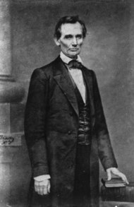 Portrait of the middle-aged Abraham Lincoln the year of 1860 by Mathew Brady