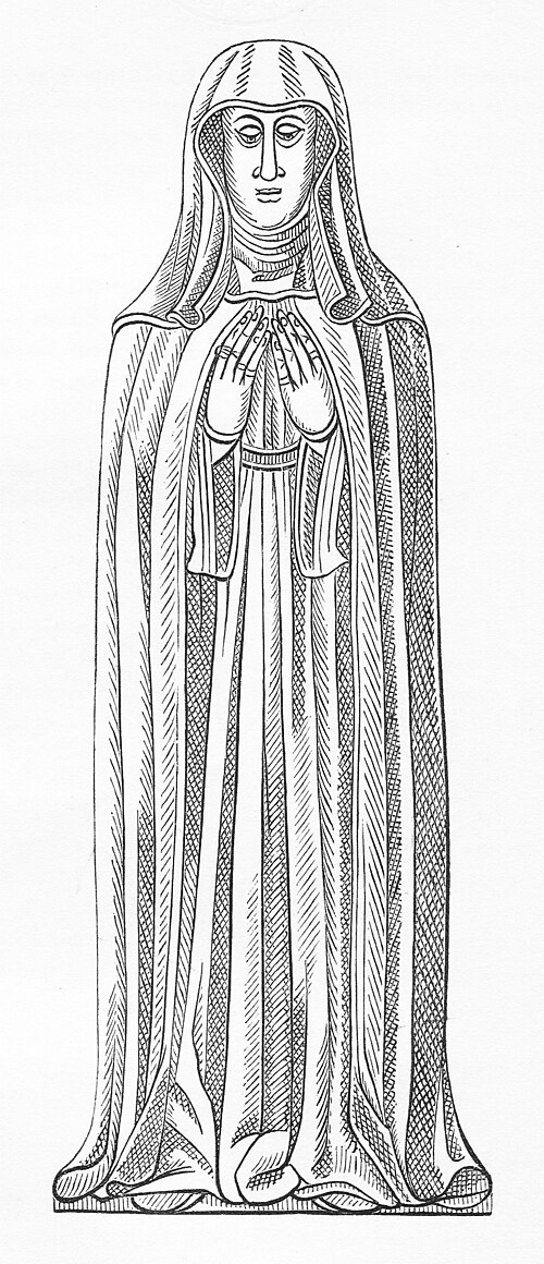 Funerary Brass of Dame Agnes Jordan, last pre-Reformation Abbess of Syon Monastery, died 29 January 1546. St Mary's Church, Denham, Buckinghamshire