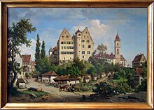 Schloss Aulendorf, Gemälde von Albert Emil Kirchner, 1860