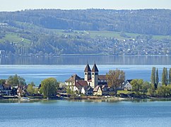 Blick vom Nordufer des Untersees (Allensbach) Richtung Schweiz, April 2022