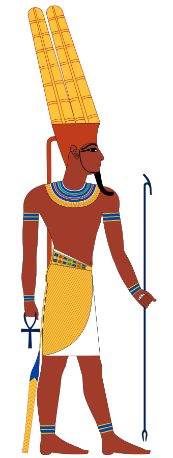 Amun, the king god in Ancient Egyptian mythology. The Opet Festival incorporated him to promote the pharaoh's fertility