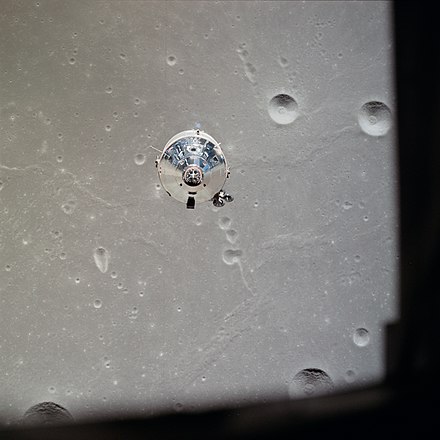 Columbia in lunar orbit, photographed from Eagle