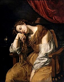 ARTISTE PEINTRE / Artemisia Lomi Gentileschi 220px-Artemisia_Gentileschi_%E2%80%94_Conversione_della_Maddalena_%28Maria_Maddalena_penitente