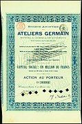 Action des Ateliers Germain (1898).