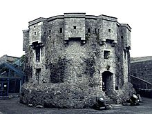 Part of castle battlements with worn stones