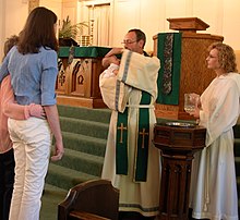 In many Christian traditions, those who receive the sacrament of baptism are given a Christian name by which they become known. BaptismMCC.JPG