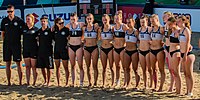 Deutsch: Beachhandball U-17-Europameisterschaften 2019 (Beach handball Euro); Tag 3: 29. Juni – Mädchen, Halbfinale, Spanien-Deutschland 2:0 (22:18, 27:26) English: 2019 Women's Ech Beach Handball 17; Day 3: 29 June 2019 – Girls Semi Final – Spain Vs. Germany 2:0 (22:18, 27:26)