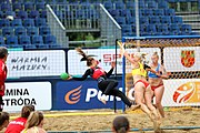 Deutsch: Beachhandball Europameisterschaften 2019 (Beach handball Euro); Tag 5: 6. Juli 2019 – Frauen, Platzierungsspiel für die Ränge 9–12, Deutschland-Polen 2:1 (22:23, 19:16, 7:6) English: Beach handball Euro; Day 5: 6 July 2019 – Placement Match/Cross Match for rank 9–12 Women – Germany-Poland 2:1 (22:23, 19:16, 7:6)