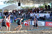 Deutsch: Beachhandball Europameisterschaften 2019 (Beach handball Euro); Tag 4: 5. Juli 2019 – Männer, Viertelfinale, Russland-Polen 2:0 (30:22, 19:18) English: Beach handball Euro; Day 4: 5 July 2019 – Quarter Final Men – Russia-Poland 2:0 (30:22, 19:18)