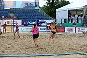 Deutsch: Beachhandball Europameisterschaften 2019 (Beach handball Euro); Tag 5: 6. Juli 2019 – Frauen, Halbfinale, Ungarn-Niederlande 2:0 (19:16, 15:12) English: Beach handball Euro; Day 5: 6 July 2019 – Semifinal Women – Hungary-Netherlands 2:0 (19:16, 15:12)