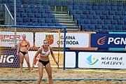 Deutsch: Beachhandball Europameisterschaften 2019 (Beach handball Euro); Tag 5: 6. Juli 2019 – Frauen, Halbfinale, Ungarn-Niederlande 2:0 (19:16, 15:12) English: Beach handball Euro; Day 5: 6 July 2019 – Semifinal Women – Hungary-Netherlands 2:0 (19:16, 15:12)