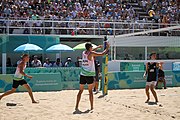 Deutsch: Beachvolleyball bei den Olympischen Jugendspielen 2018; Tag 11, 17. Oktober 2018; Jungen, Spiel um Platz 3 – Argentinien-Ungarn 2:0 (21–15/21–15) English: Beach volleyball at the 2018 Summer Youth Olympics at 17 October 2018 – Bronze Medal Match – Argentina-Hungary 2:0 (21–15/21–15)