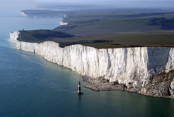 The music video was partly filmed at Beachy Head (pictured in 2011).