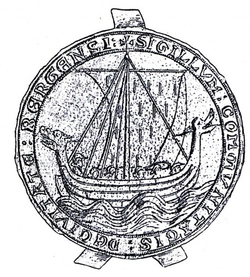 The city seal of Bergen depicts a Viking longship — possibly a drakkar.