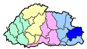 Harta districtului Trashigang în cadrul Bhutanului