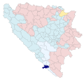 Collocatio finium municipii in Bosnia et Herzegovina et in Foederatione Bosniae et Herzegovinae.
