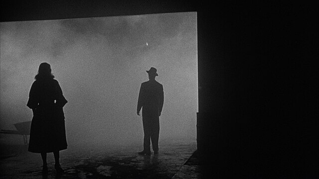 Two silhouetted figures in The Big Combo (1955). The film's cinematographer, John Alton, is sometimes credited as the creator of many of film noir's s