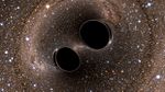 Lubang hitam tabrakan dan penggabungan melepaskan gravitasi waves.jpg