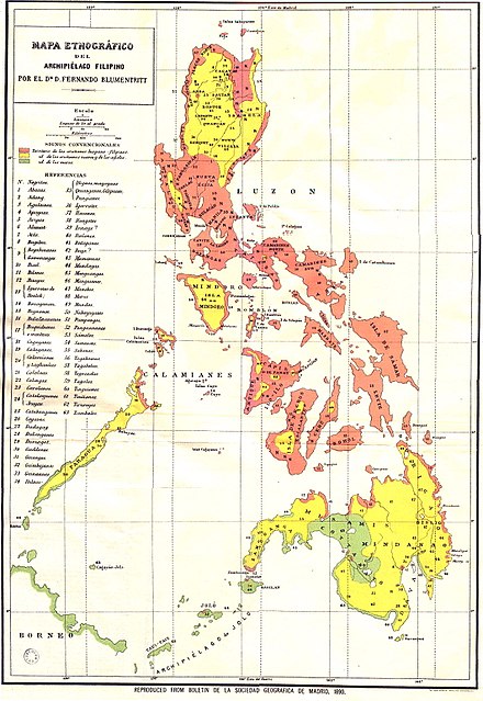 Ethnographic map of the Philippines, 1890