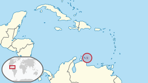 Lega v Karibih označeno z rdečim krogom