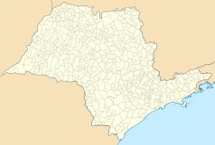 Mapa konturowa São Paulo, po prawej nieco na dole znajduje się punkt z opisem „São José dos Campos”