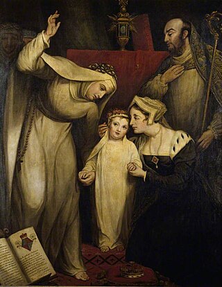 בריג'יט מיורק, בתם הצעירה של אדוארד הרביעי, מלך אנגליה ואליזבת וודוויל עם אביה, אמה ואומנתה; בציור מעשה ידי ג'יימס נורת'קוט