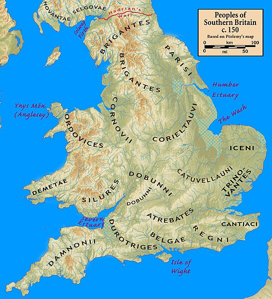 Tribal groups in southern Britain c.150 AD