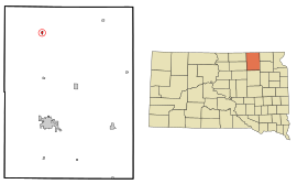 Brown County South Dakota Incorporated and Unincorporated areas Frederick Highlighted.svg