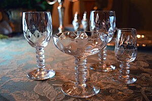 Bryce Brothers diamond optic, multi knob blown crystal stemware Bryce Brothers stemware.jpg