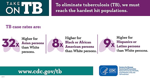 A CDC image depicting racial health disparities in the US for tuberculosis