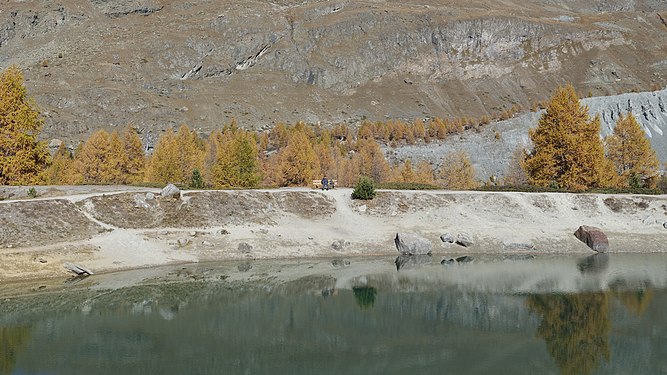 a lone hiker near Zermatt, Switzerland