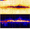 Cartographie du disque galactique dans l'infrarouge lointain, réalisée par l'instrument DIRBE.