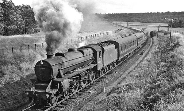 Glasgow - Oban express in Pass of Leny, near Callander in 1961