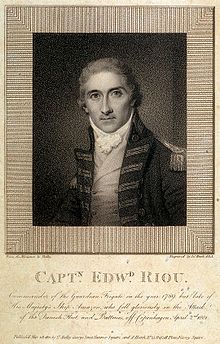 1801 engraving of Amazon's first commander Edward Riou Captain Edward Riou engraving.jpg