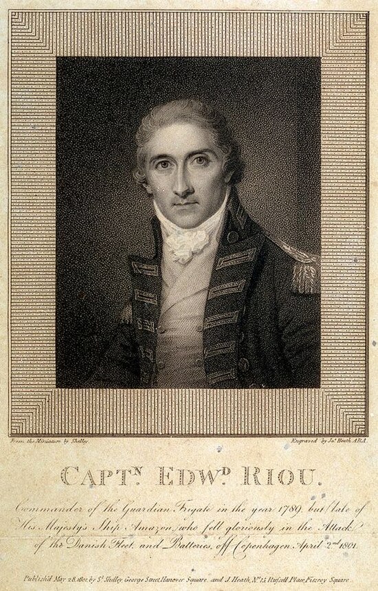 1801 engraving of Amazon's first commander Edward Riou