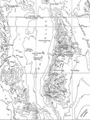 Carte topographique du chaînon House, par Grove Karl Gilbert.