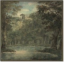 Depiction of Castle Frank Brook in 1796. The waterway was one of several in the ravine system that was later buried by the 20th century. Castle Frank, by Elizabeth Simcoe, 1796-Archives-of-Ontario.jpg