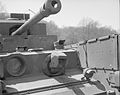 Close-up of the flame projector of a Churchill Crocodile during trials at Eastwell Park, Ashford, Kent, 26 April 1944
